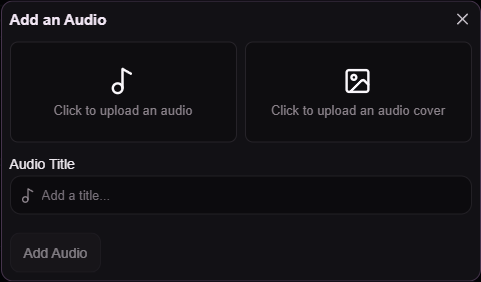 The Add an Audio form in the real profile editor.