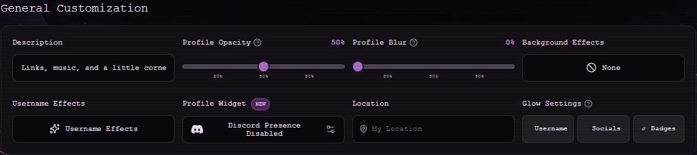 General Customization, where editable settings are saved.