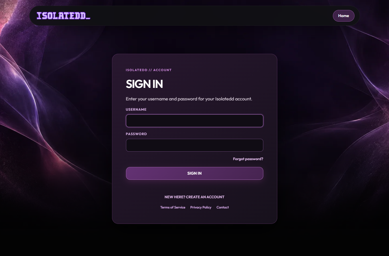 The sign-in page and password recovery entry.
